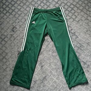 Adidas women’s green track pants large zip bottoms